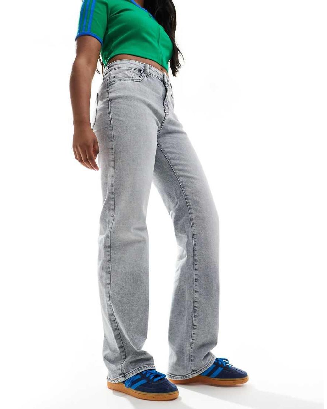 Noisy May Gray Yolanda Mid Rise Straight Leg Jeans