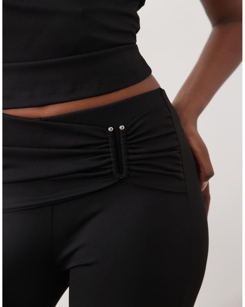 The Frolic Black Ruched Metal Detail Capris Trouser Co-Ords