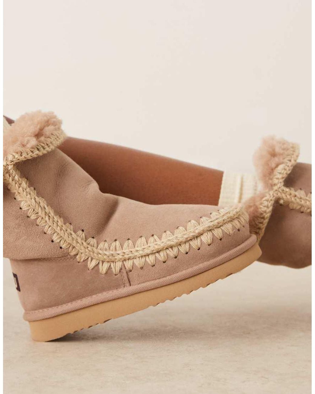 Mou Natural 24 Faux Shearling Suede Boots