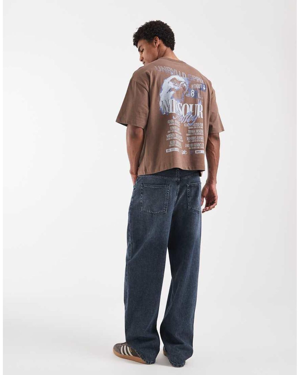 ASOS Brown Boxy Oversized T-shirt With Missouri Graphic for men