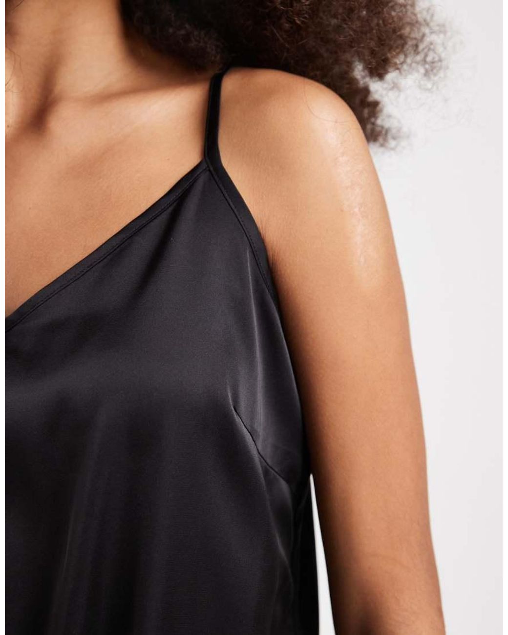 Pieces Black Satin Cami Maxi Dress