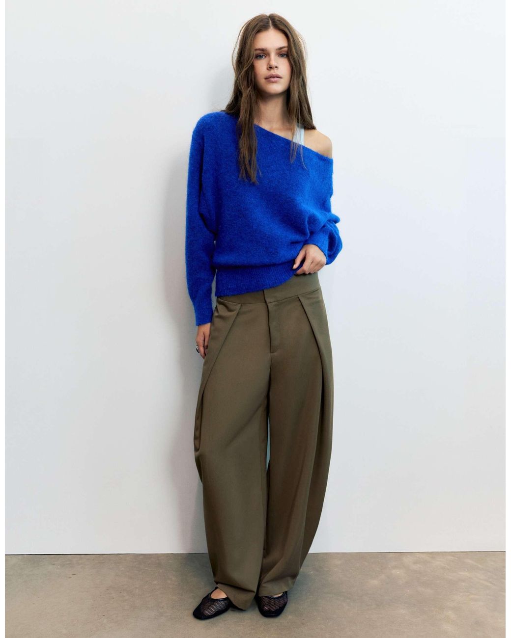 Pull&Bear Blue Regular fit pullover mit u-boot-ausschnitt