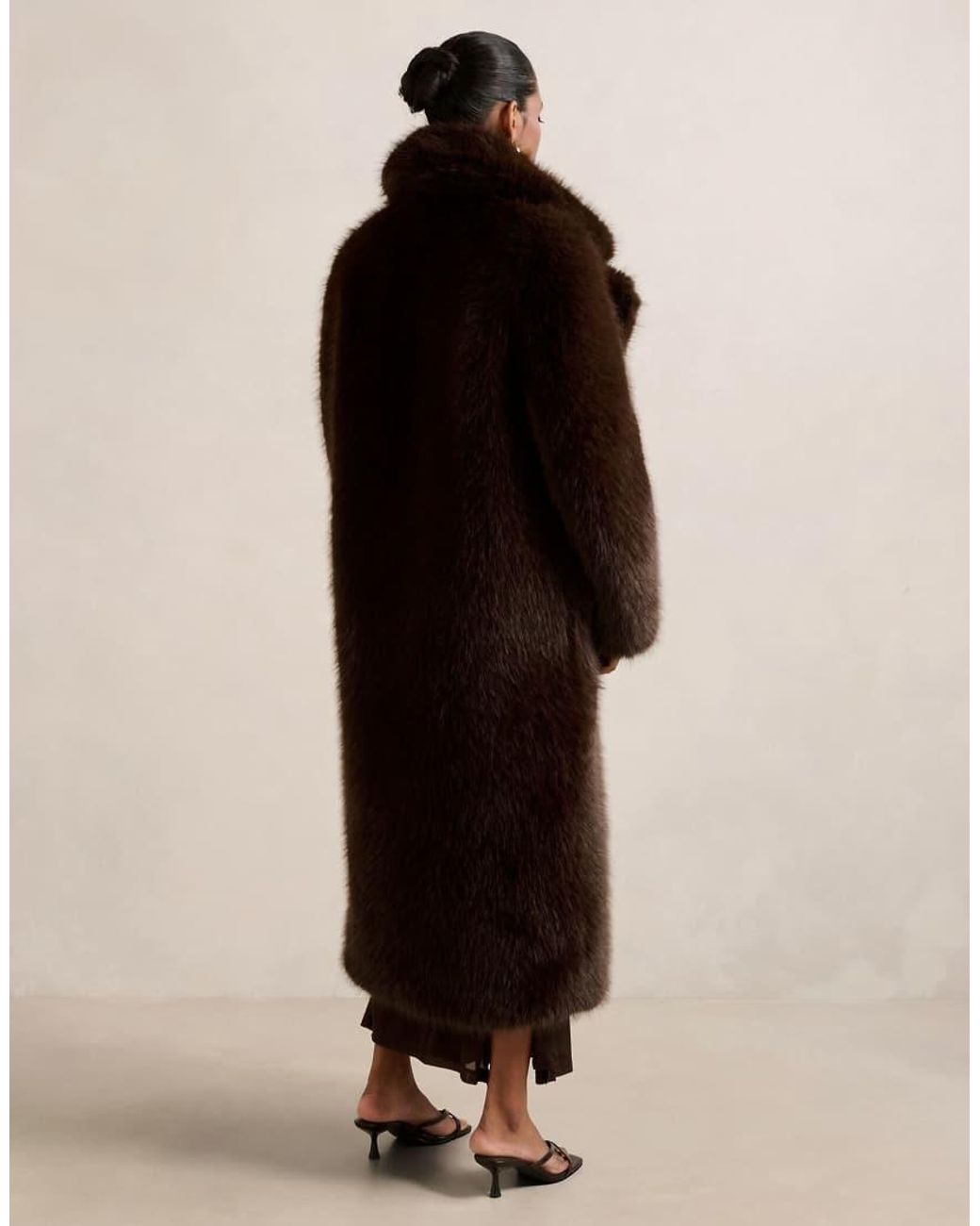 Forever New Black Faux Fur Longline Coat