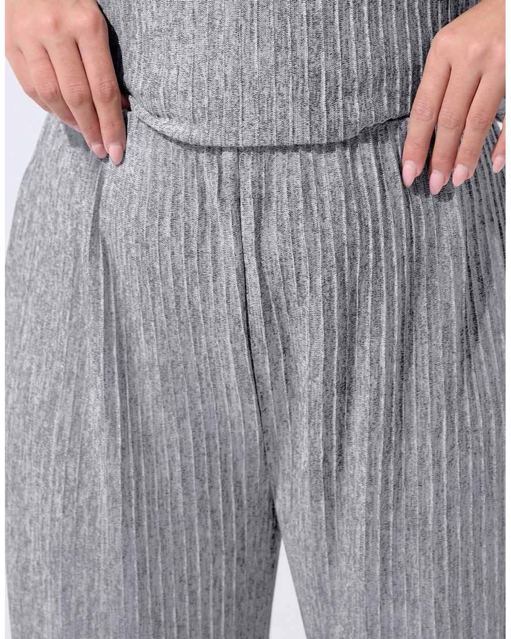 Yours Clothing Blue Plisse Wide Leg Trousers
