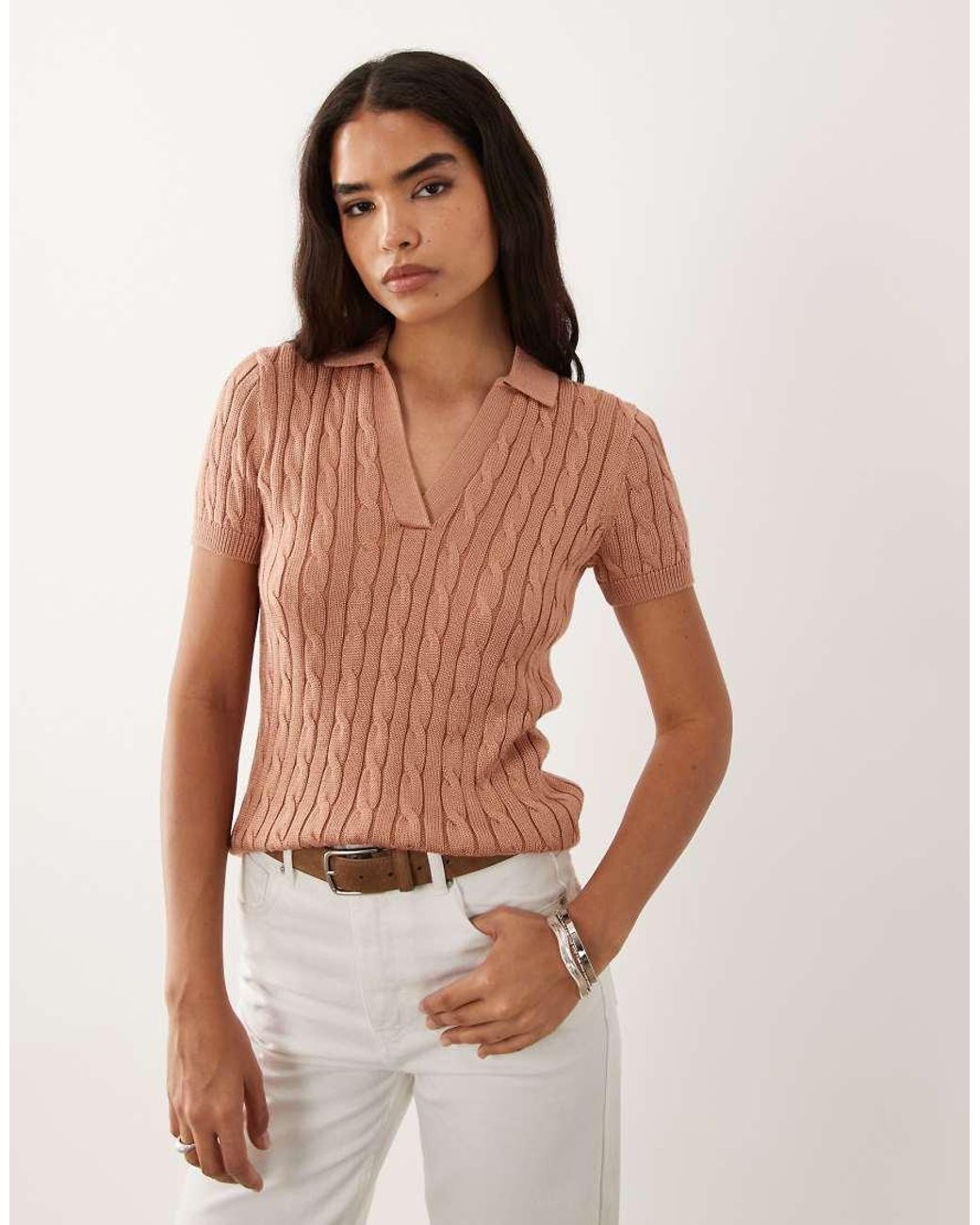 Ralph Lauren Pink Fine Knit Polo Top