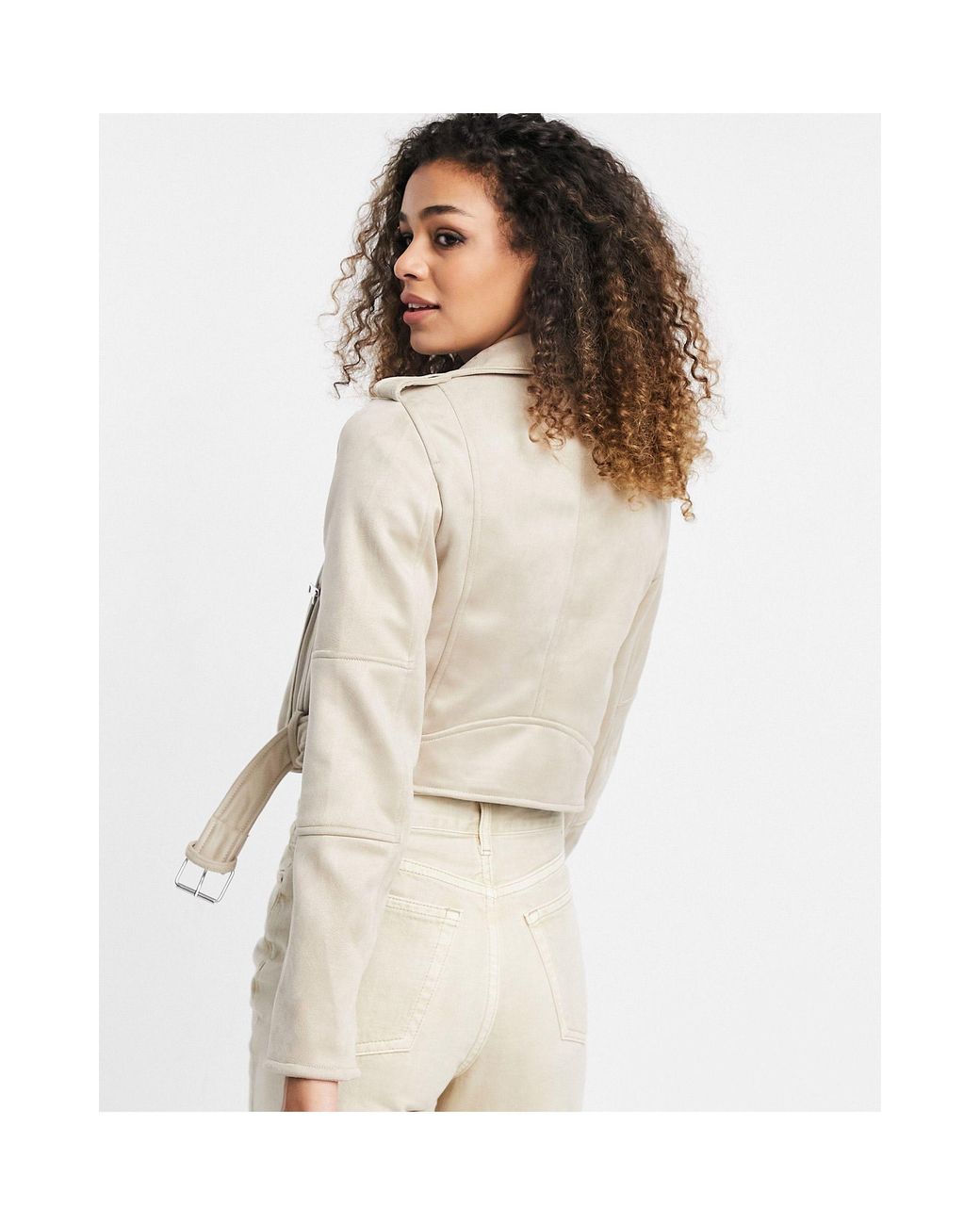 pull and bear faux suede biker jacket