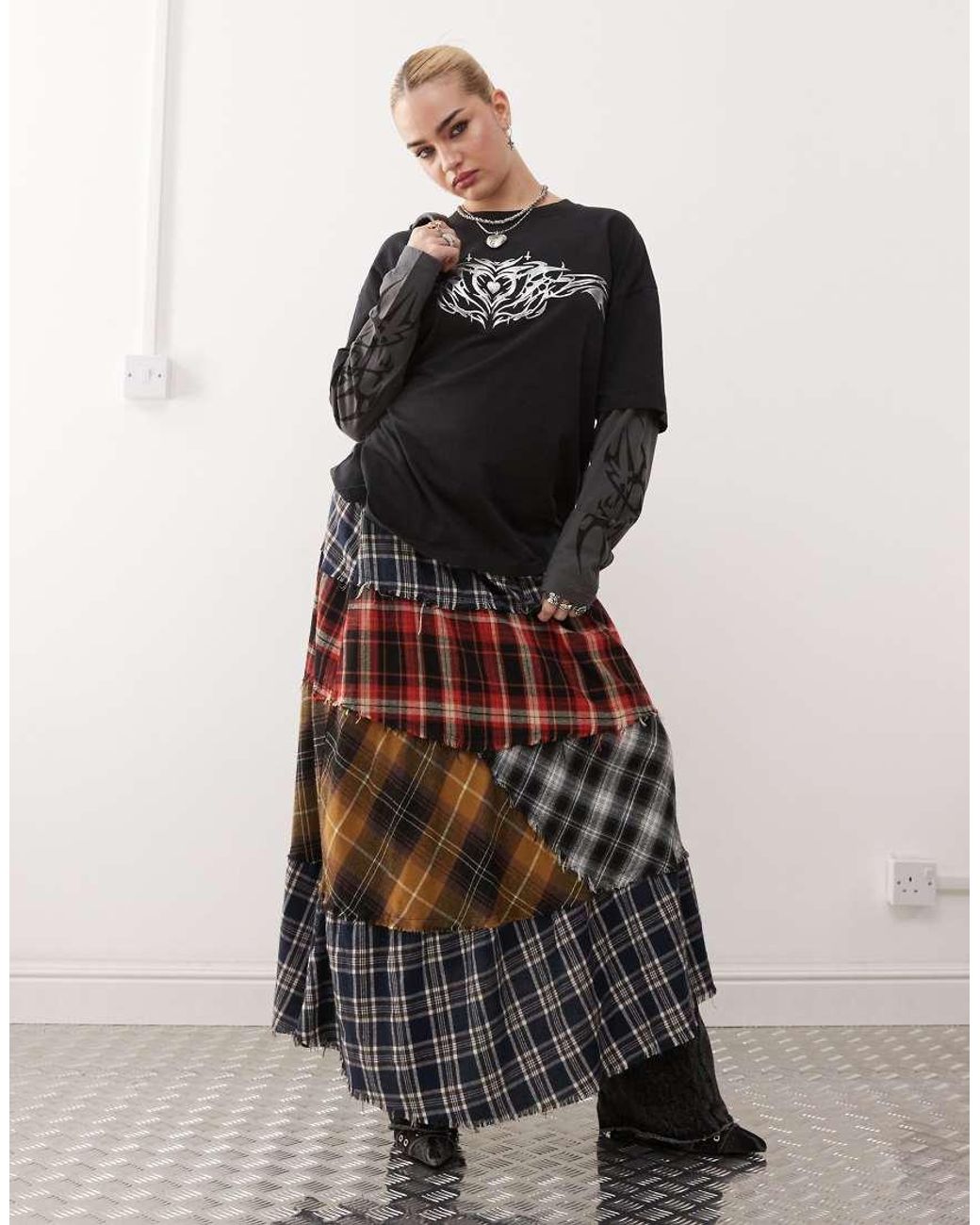 MINGA LONDON☆Kya Plaid Asymmetric Skirt 2色【UK発】 MINGA LONDON☆Kya Plaid Asymmetric Skirt 2色【UK発】 (Minga