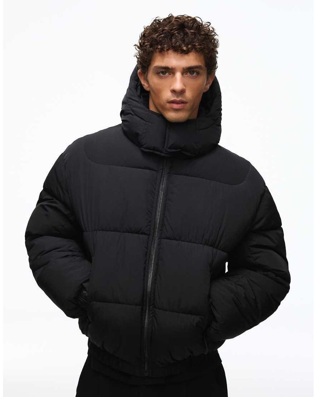 Bershka Black Puffer Jacket for men