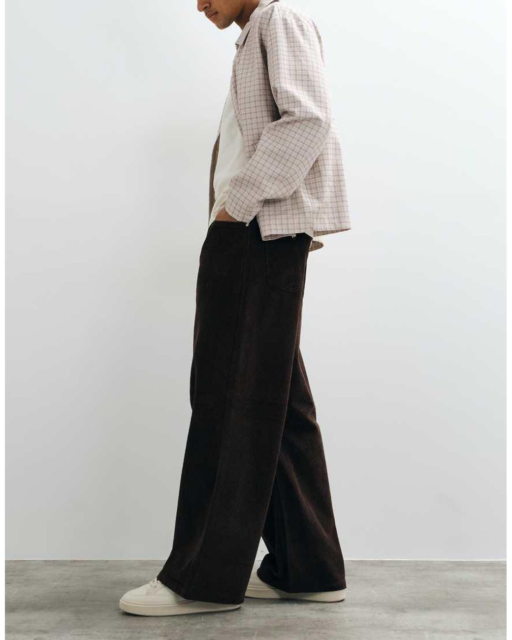 ASOS White Loose Corduroy Pants for men