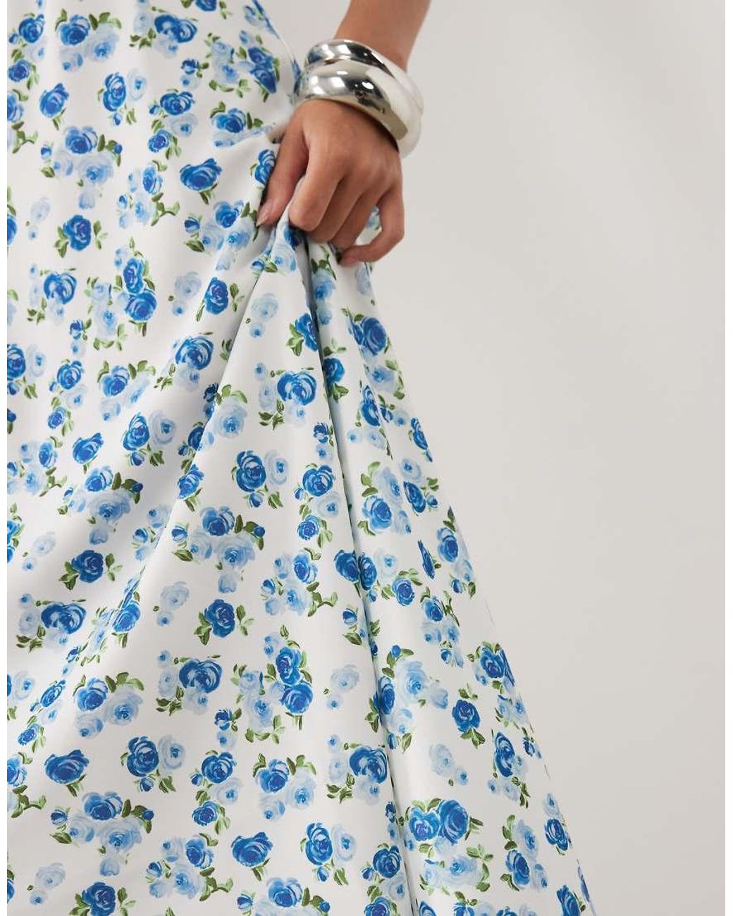 Y.A.S Blue Satin Midi Skirt