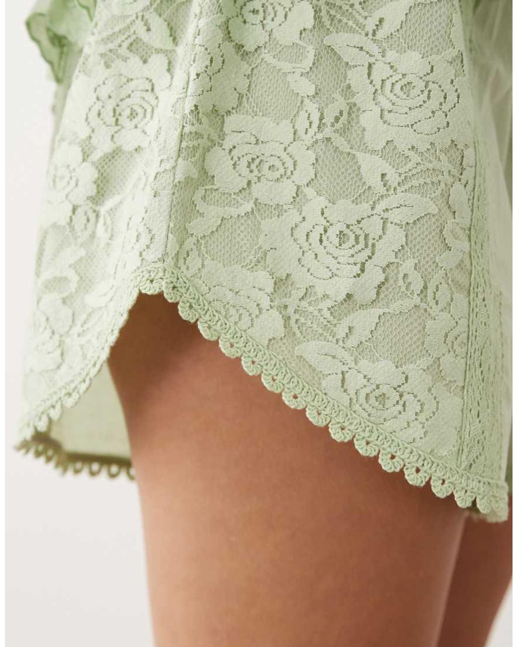 Miss Selfridge Green Embroidered Shorts