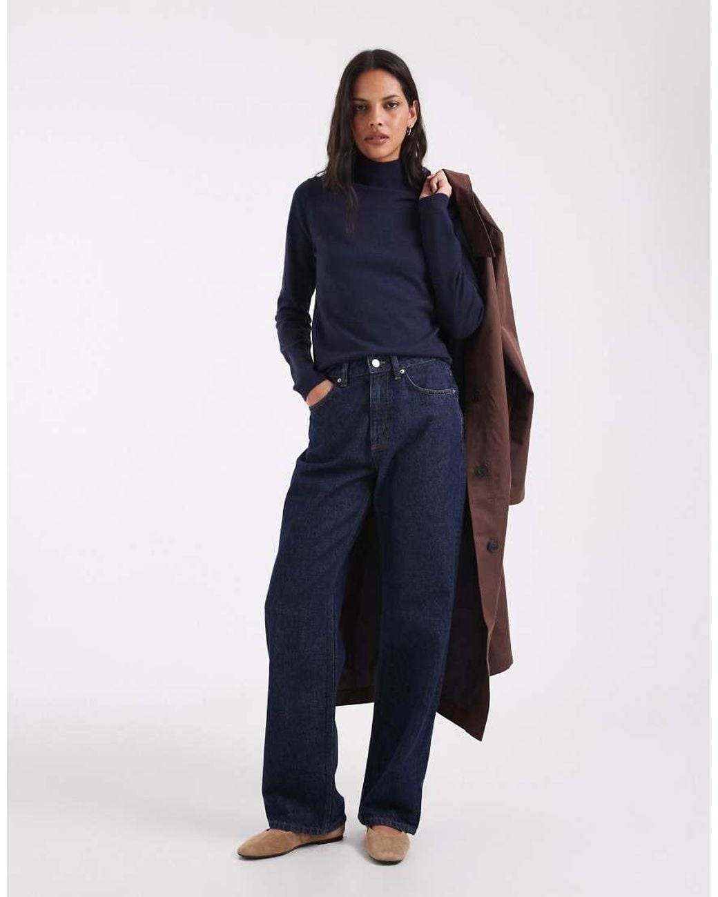 ASOS Blue Long Sleeve Fine Gauge Roll Neck Jumper