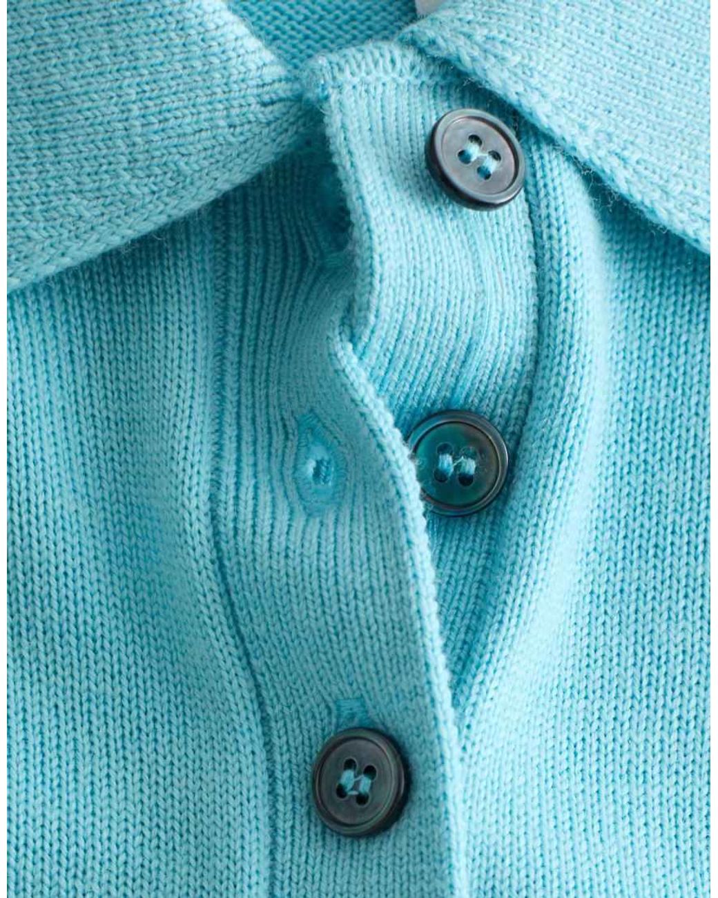 & Other Stories Blue Short Sleeve Polo Wool Knit Jumper