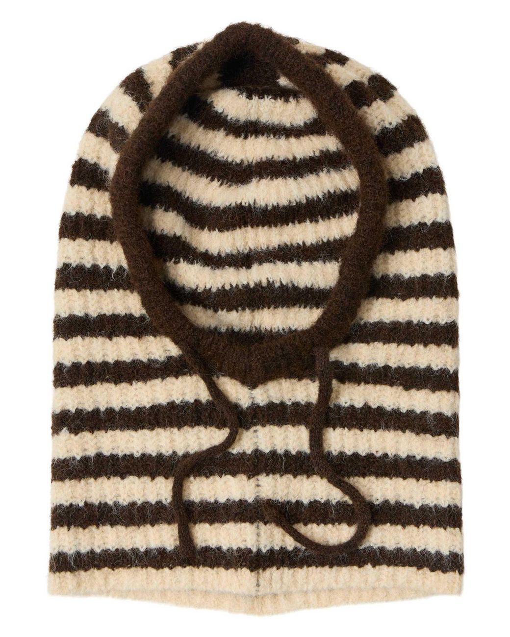 Object Brown Milu gestreifte gerippte balaklava mit kordelzug