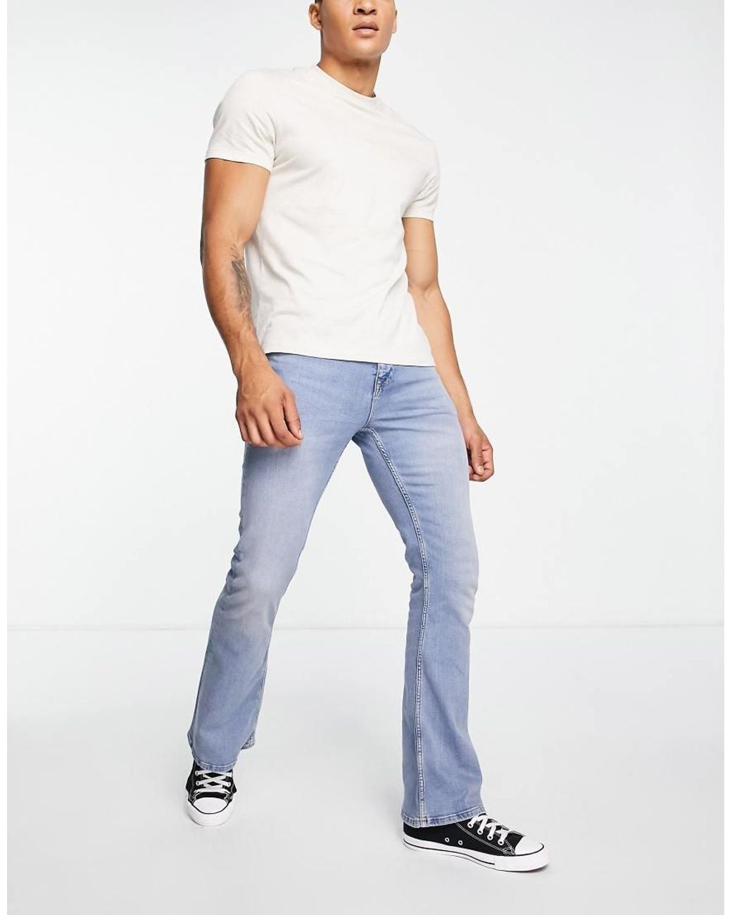 ASOS Flared Jeans Met Stretch En Vintage Lichtblauwe Wassing in het Blue voor heren