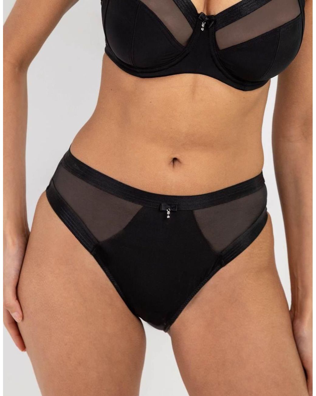Pour Moi Black Viva Luxe High Leg Brief