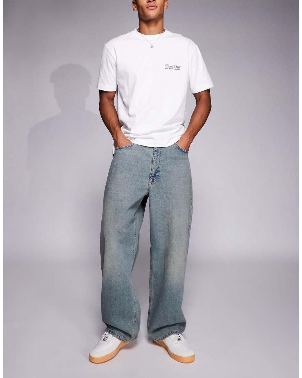 River Island Gray Super baggy Jeans for men