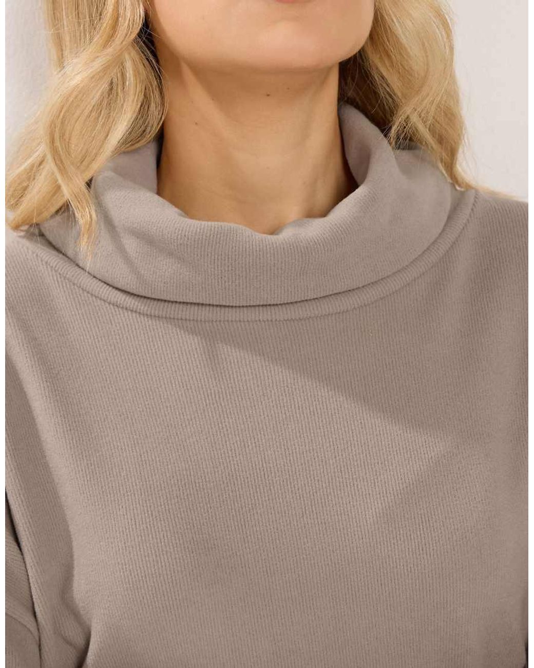 Long Tall Sally Natural Ribbed Roll Neck Top