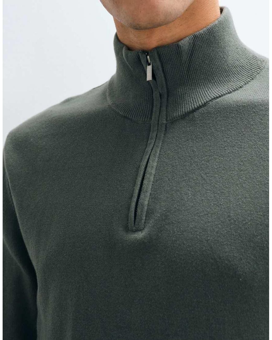 Mango Gray Teen Knitted Quarter Zip Jumper for men