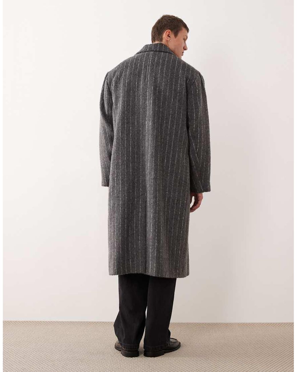 ASOS Gray Oversized Wool Look Overcoat for men