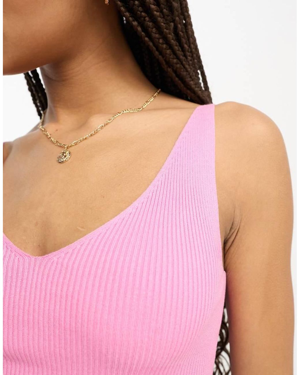 Jdy Pink V Neck Knitted Vest Top