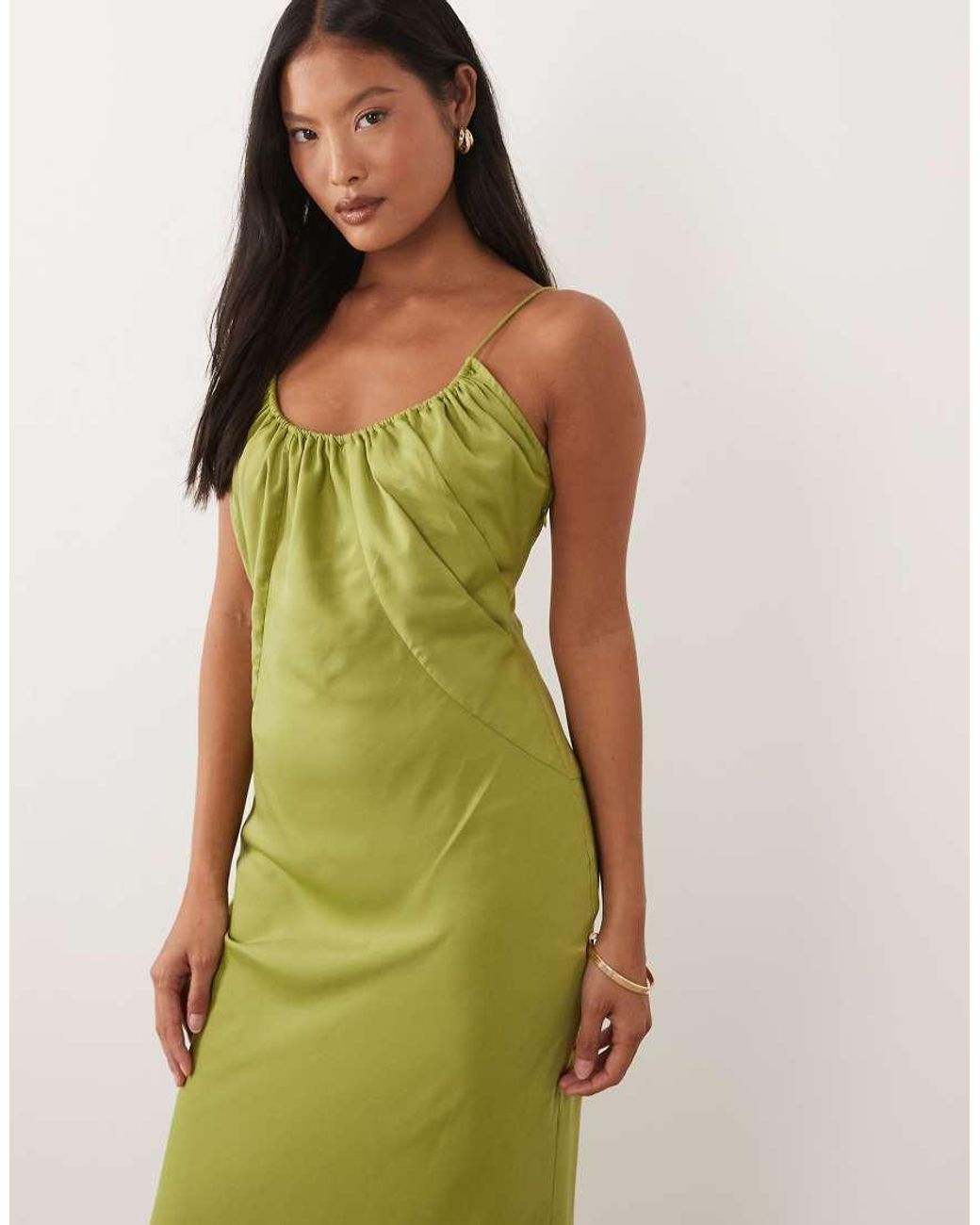 ASOS Green Asos Design Petite Scoop Neck Bias Cut Midaxi Dress