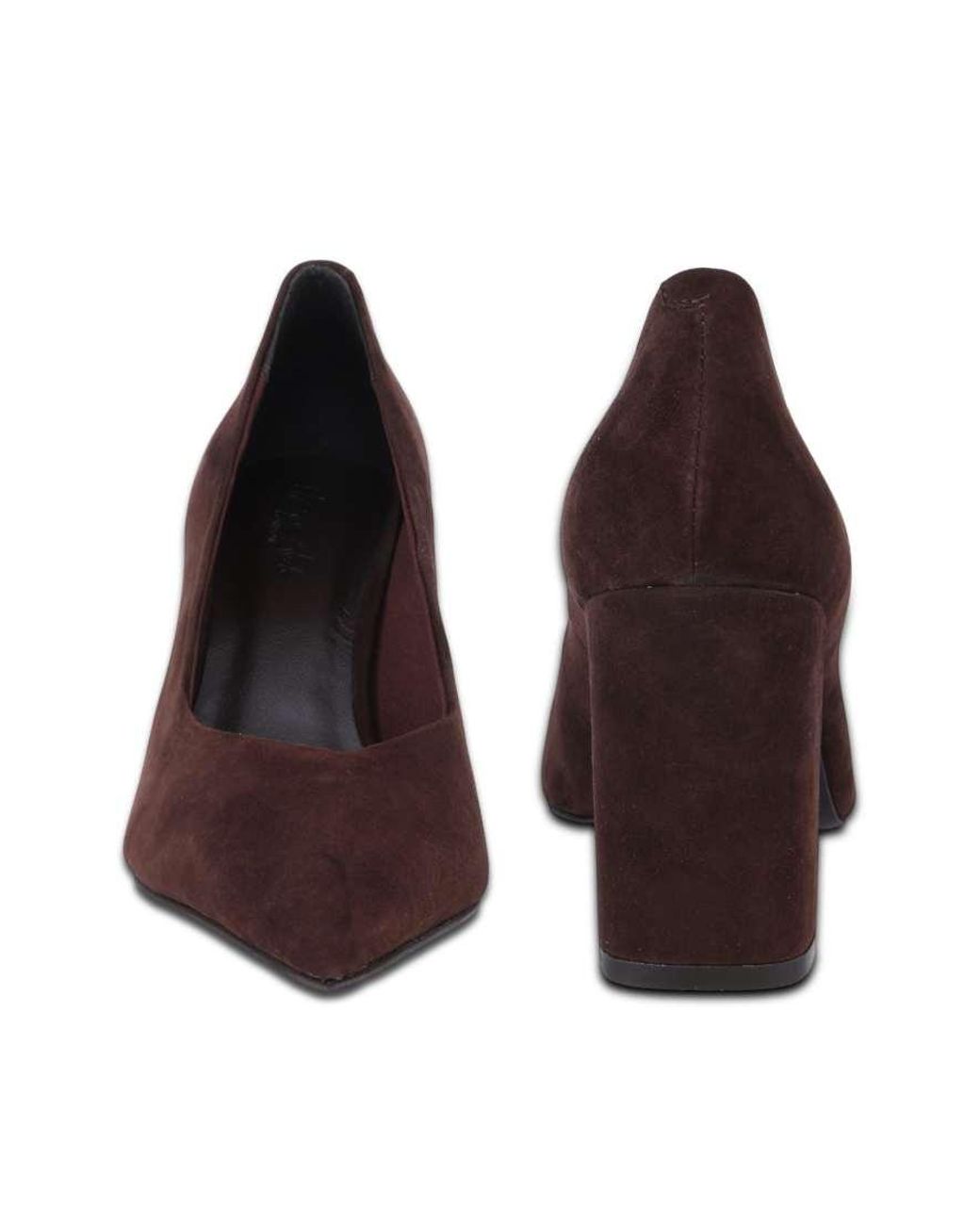 OFF THE HOOK White Brandy Suede Leather Pointed Toe Block Heel Pumps