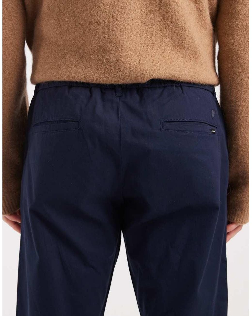 Jack & Jones Blue Loose Drawstring Chino Trousers for men
