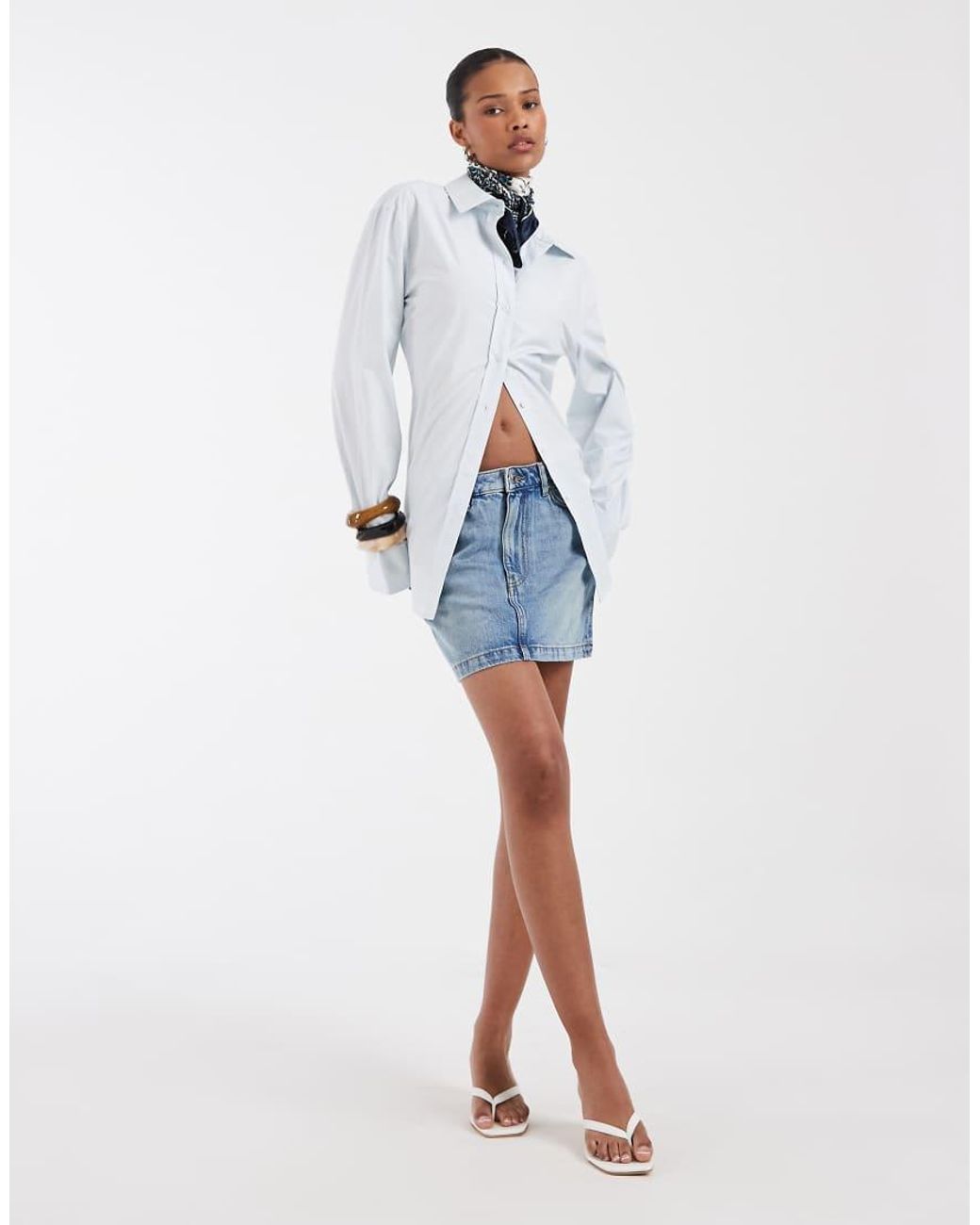 & Other Stories White Pure Cotton Poplin Shirt With Back Tie Detail