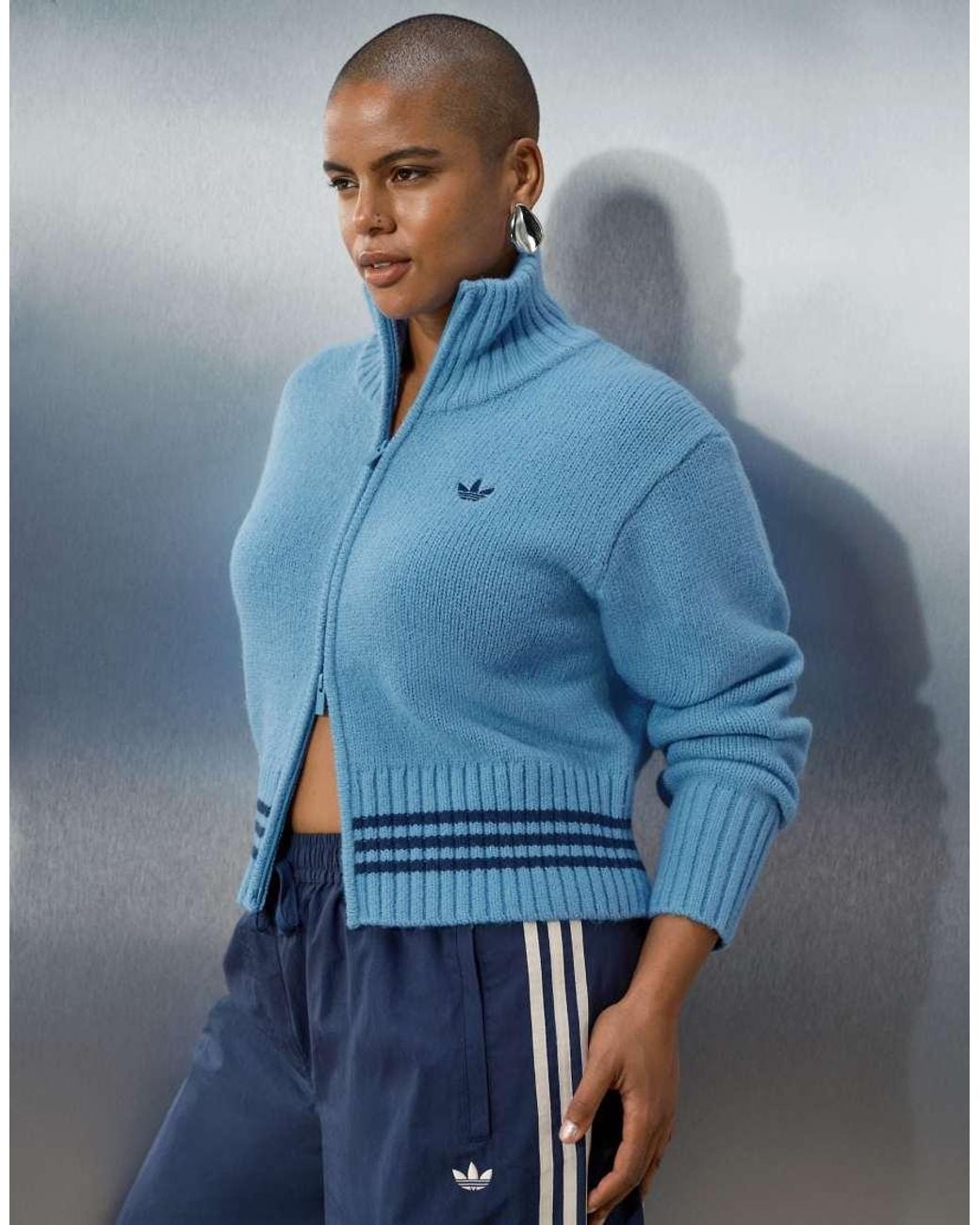 adidas Originals x ASOS Blue Regular Fit Track Jacket With Back Knitted Applique