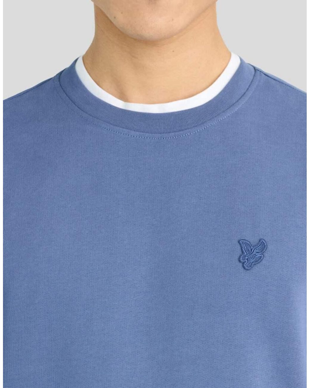 Lyle & Scott Blue Superfine Cotton Crew Neck Sweatshirt for men