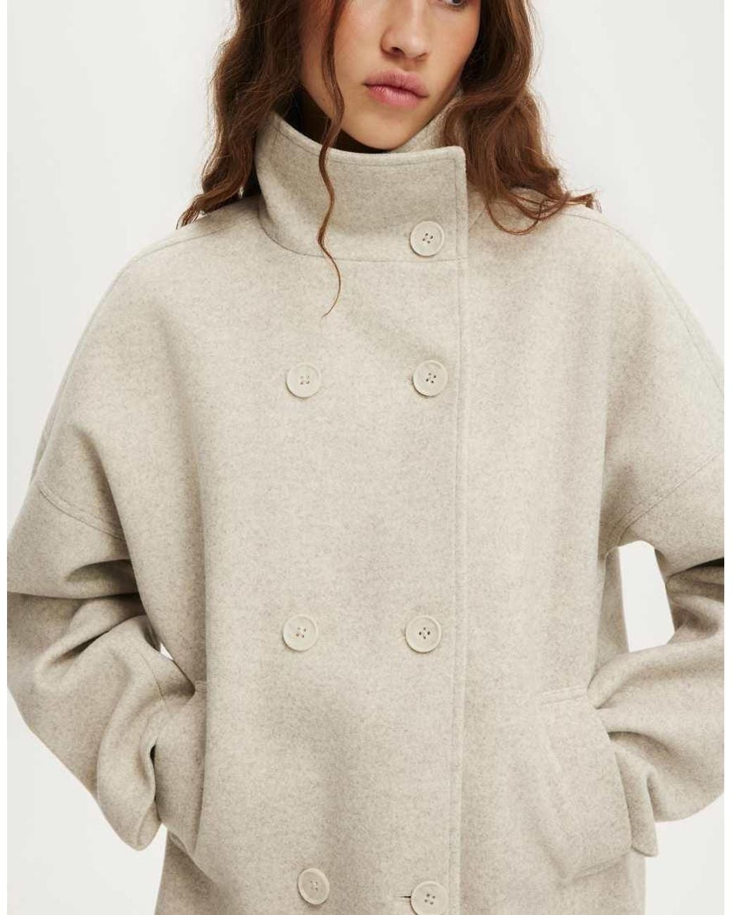 Cotton On Natural Funnel Neck Coat