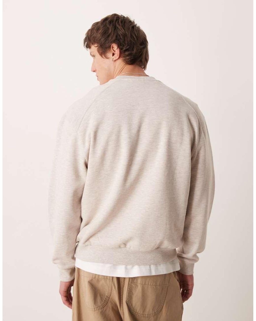 ASOS Natural Relaxed Sweatshirt With Ribbed Panels for men