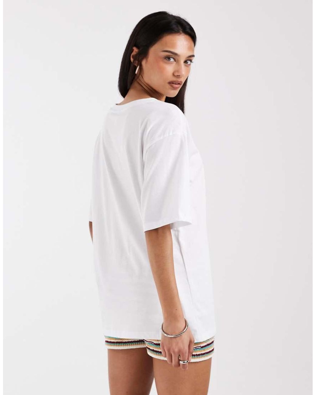 ONLY White Floral Graphic Print Oversized T-shirt