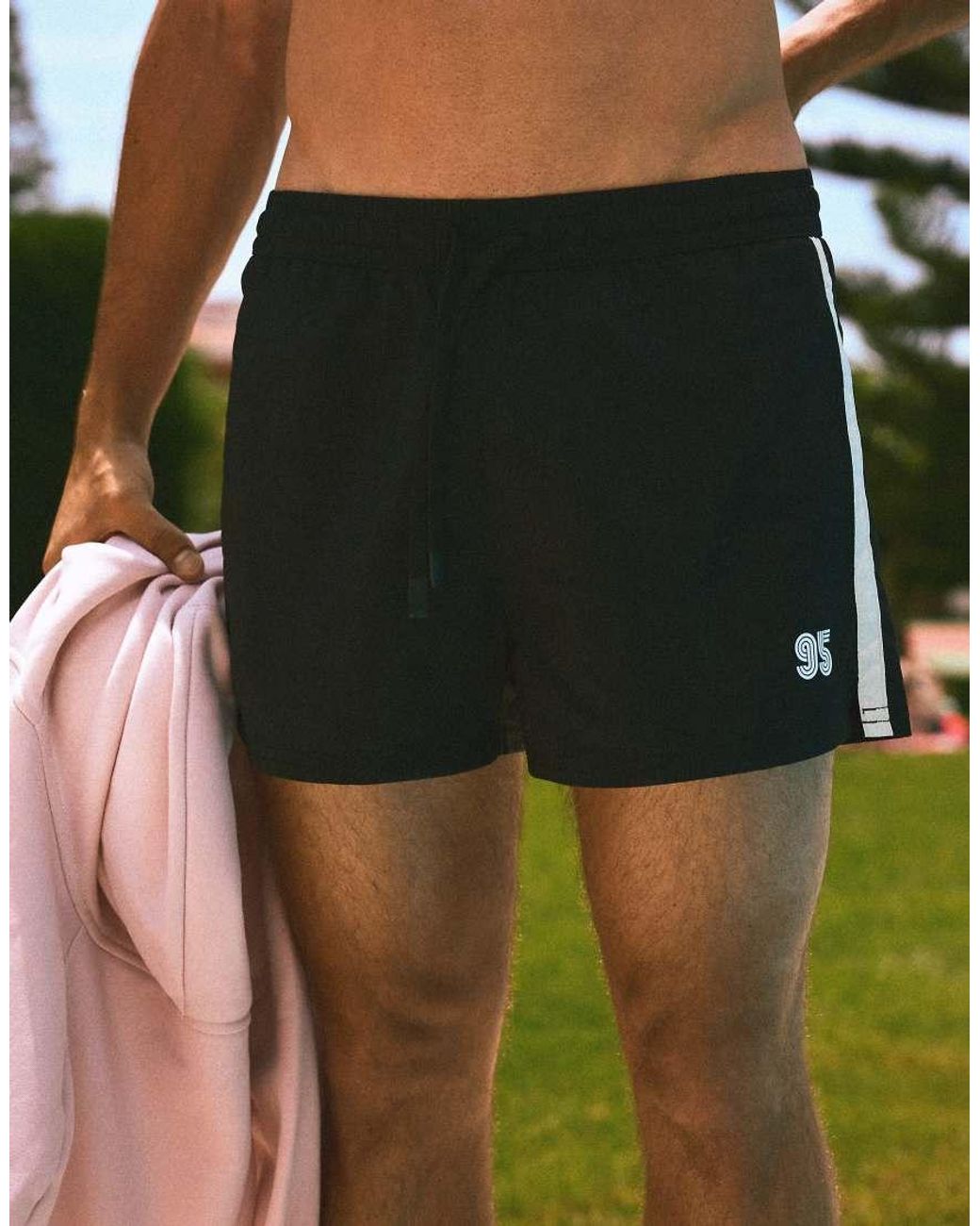 Bershka Green Retro Short Swim Shorts for men