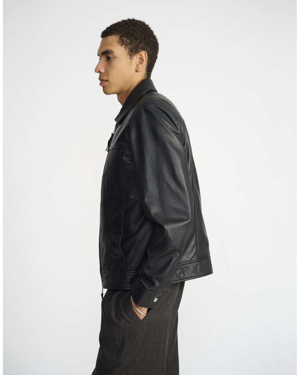 Bolongaro Trevor Black Real Leather Carter Jacket for men