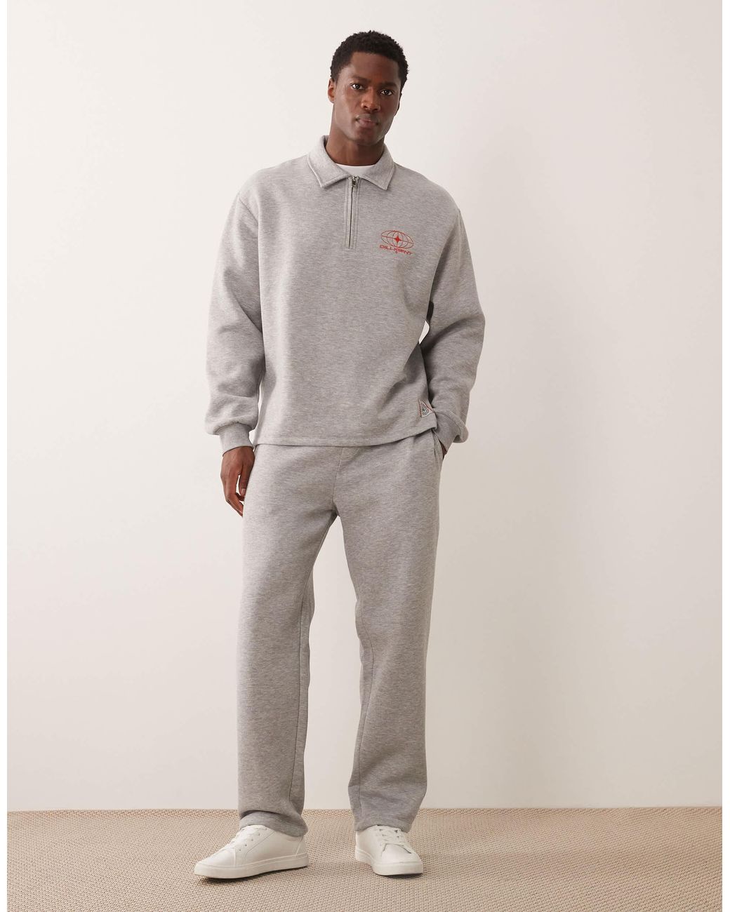 ASOS Straight Fit Sweatpants With Woven Label in Natural for Men | Lyst