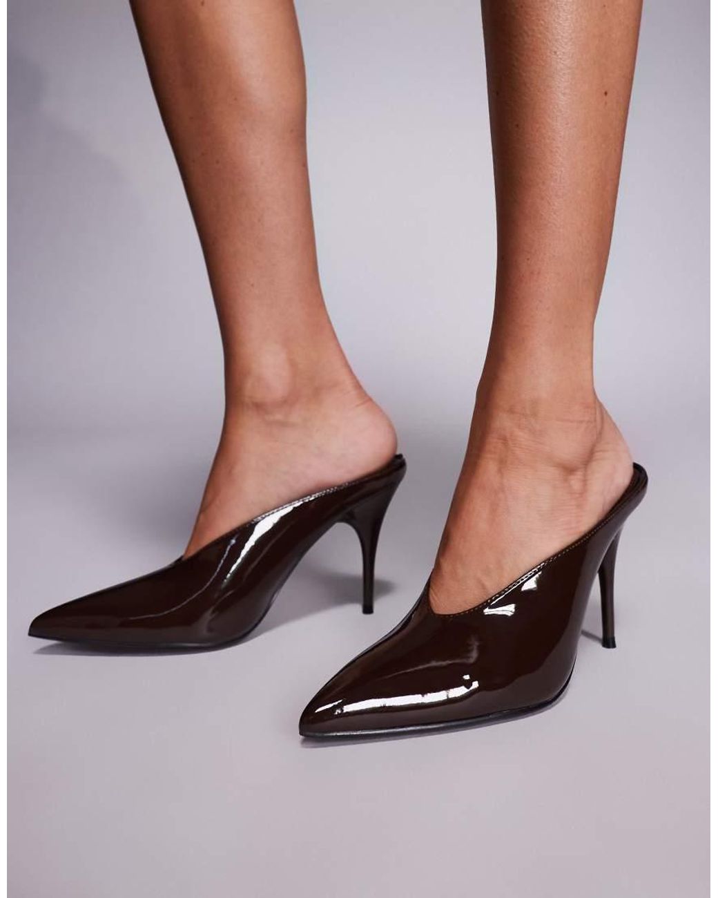 Public Desire Brown Pointed Court Shoes