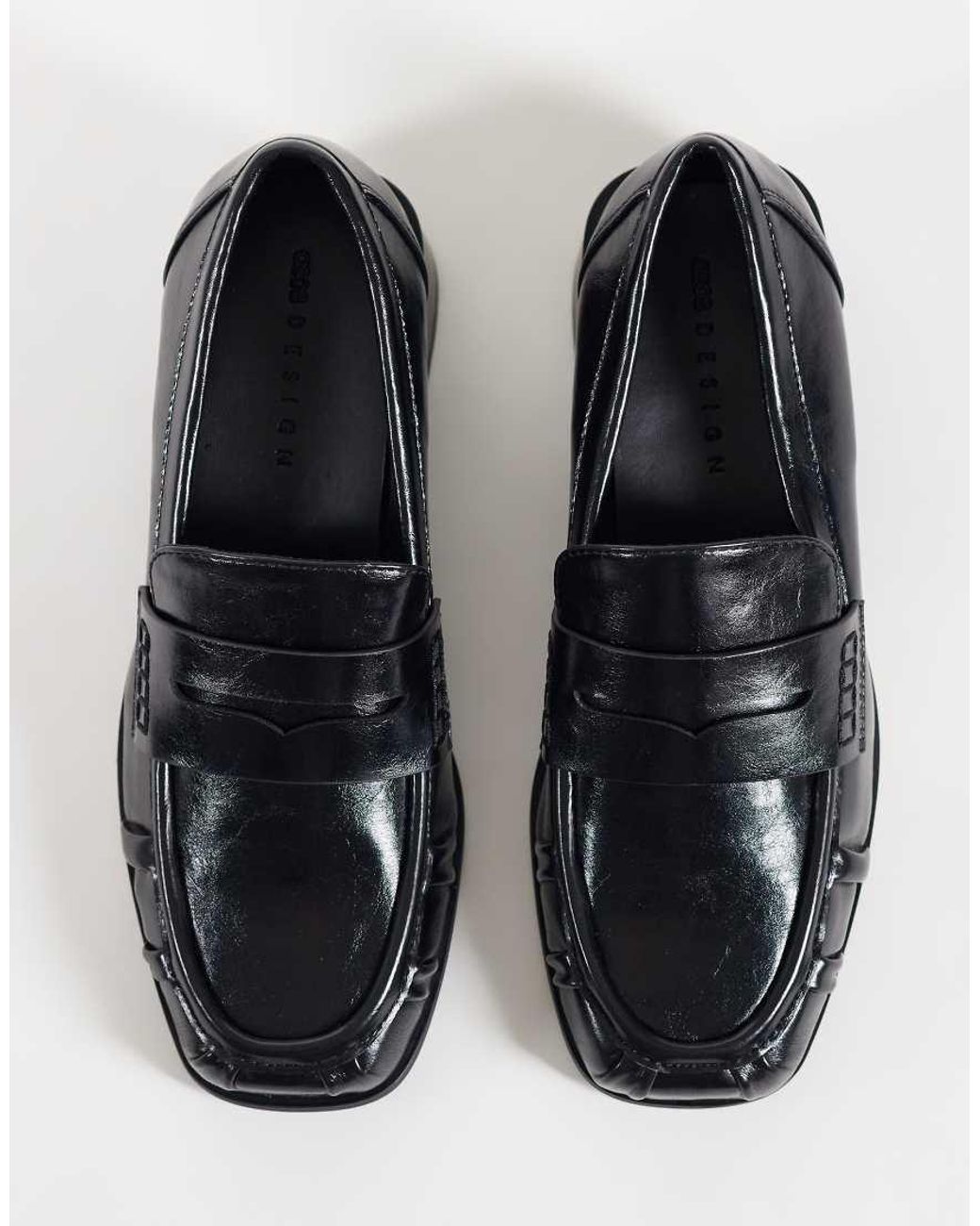 ASOS Black Marisol Ruched Round Toe Heeled Loafers