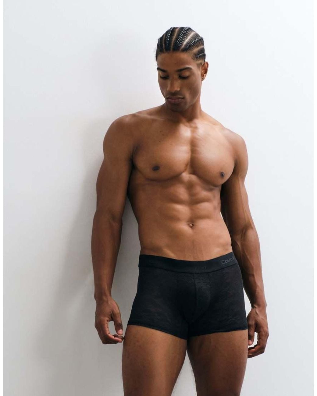 Calvin Klein Black Sculpt Low Rise Lace Trunks for men