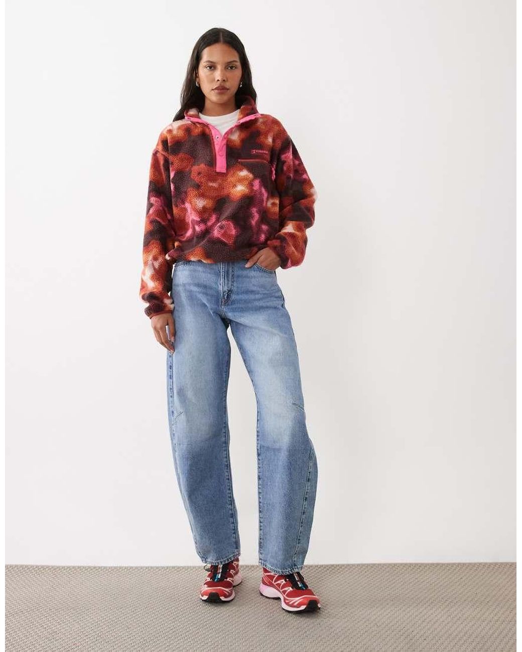 Columbia Red Helvetia Ii Dyeflower Cropped Half Snap Fleece