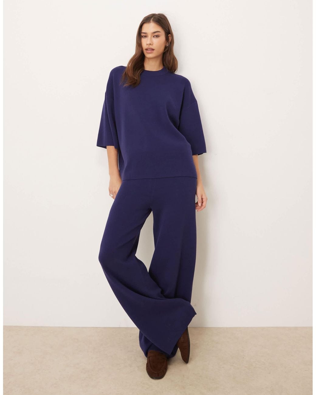 ASOS Blue – oversize-t-shirt aus strukturiertem kompaktstrick