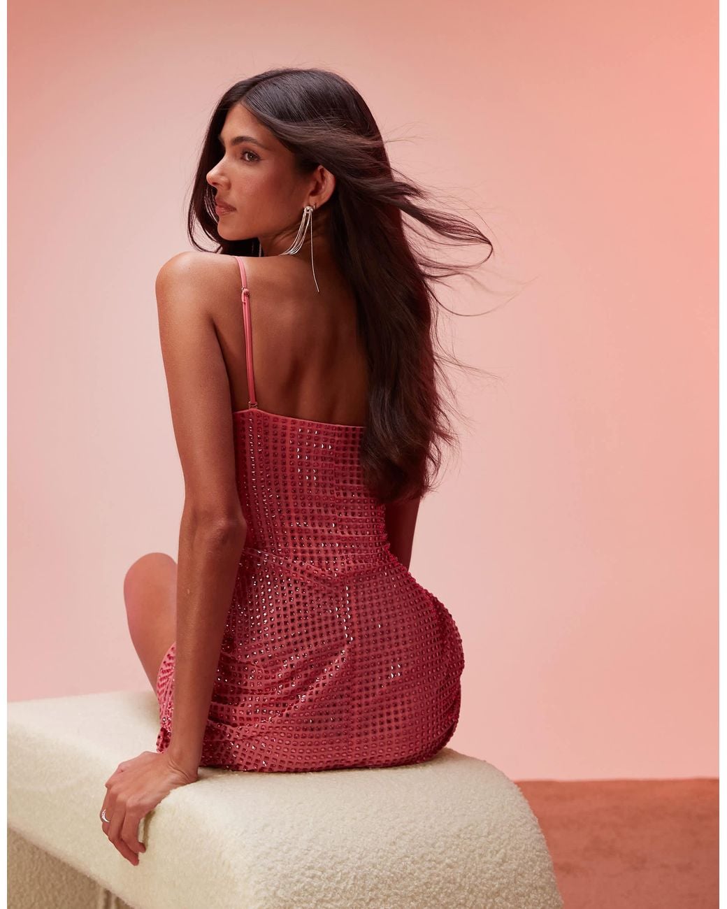 knee length dresses for ladies Embellished Bandeau A-Line Mini Dress in Ballet Pink - 8 / Regular main image 1