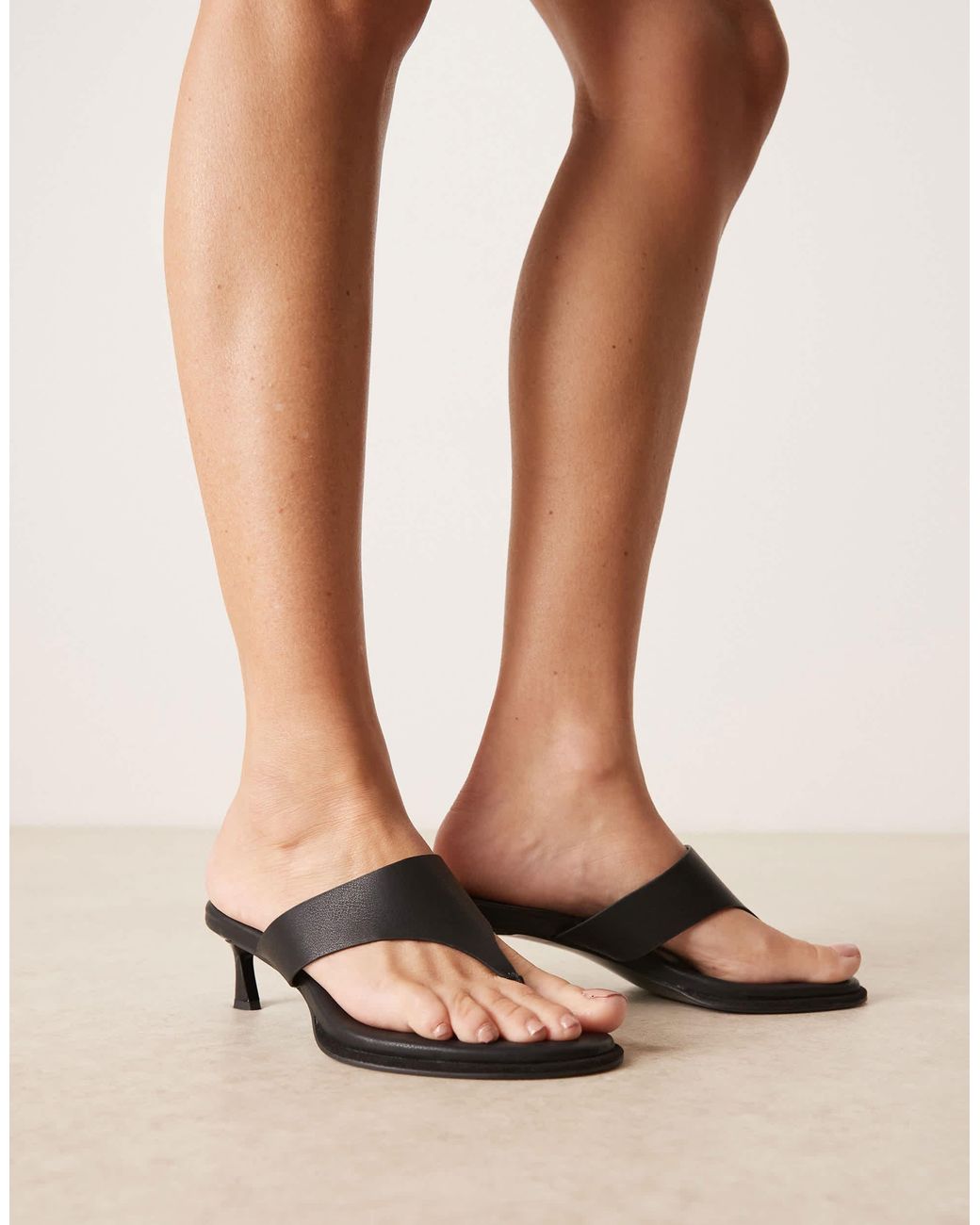 ASOS Natural Horizon Chunky Toe Thong Kitten Heel Sandals