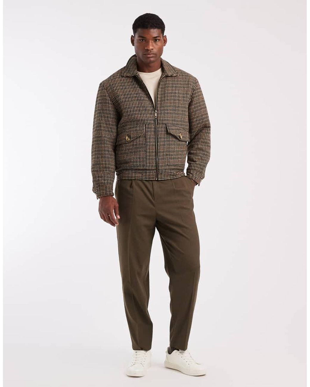 Redefined Rebel Brown Boxy Padded Coach Jacket for men