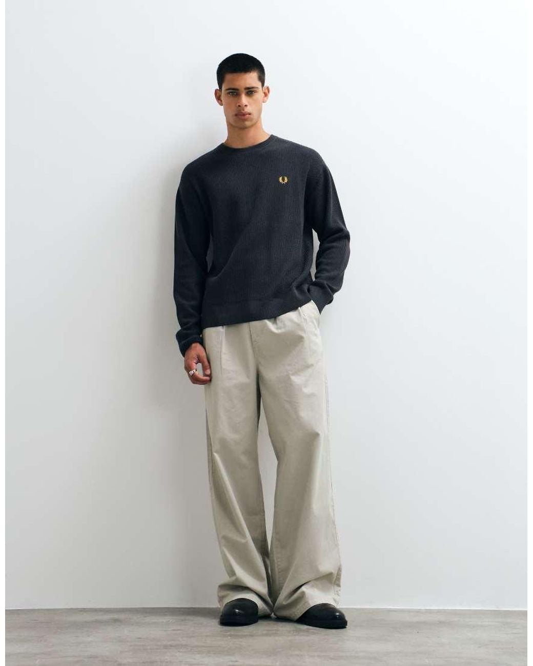 Fred Perry Blue Textured Jumper for men
