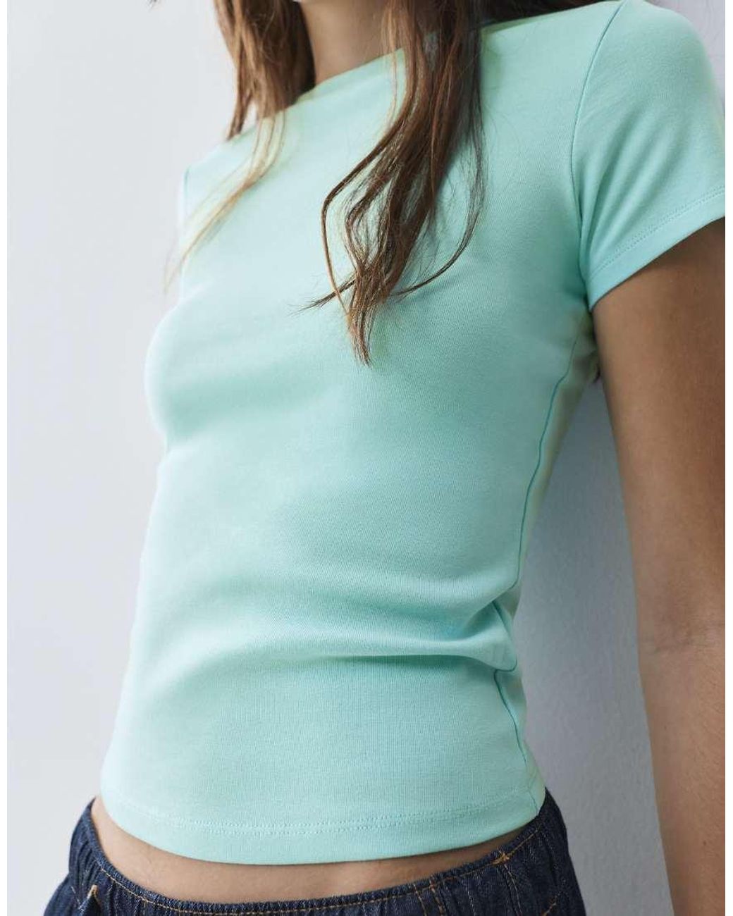 Pull&Bear Blue Fitted Short Sleeve T-Shirt