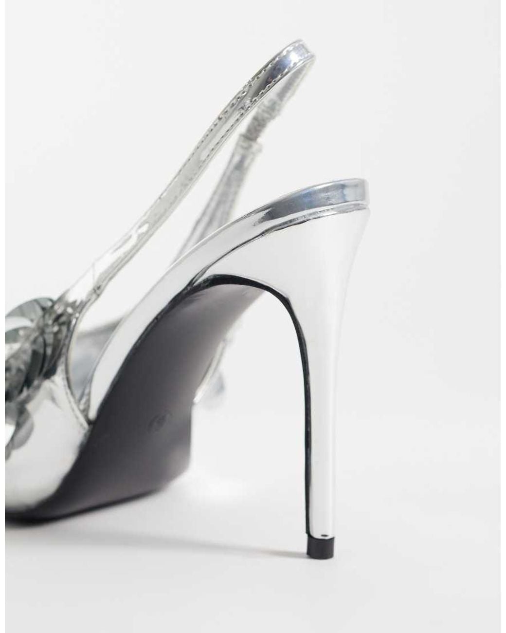 Public Desire White Confetti Slingback Heeled Shoes With Sequins