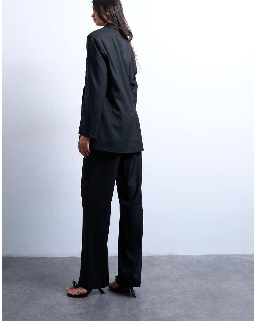 TOPSHOP Blue Slim Straight Leg Mid Rise Suit Trouser Co Ord