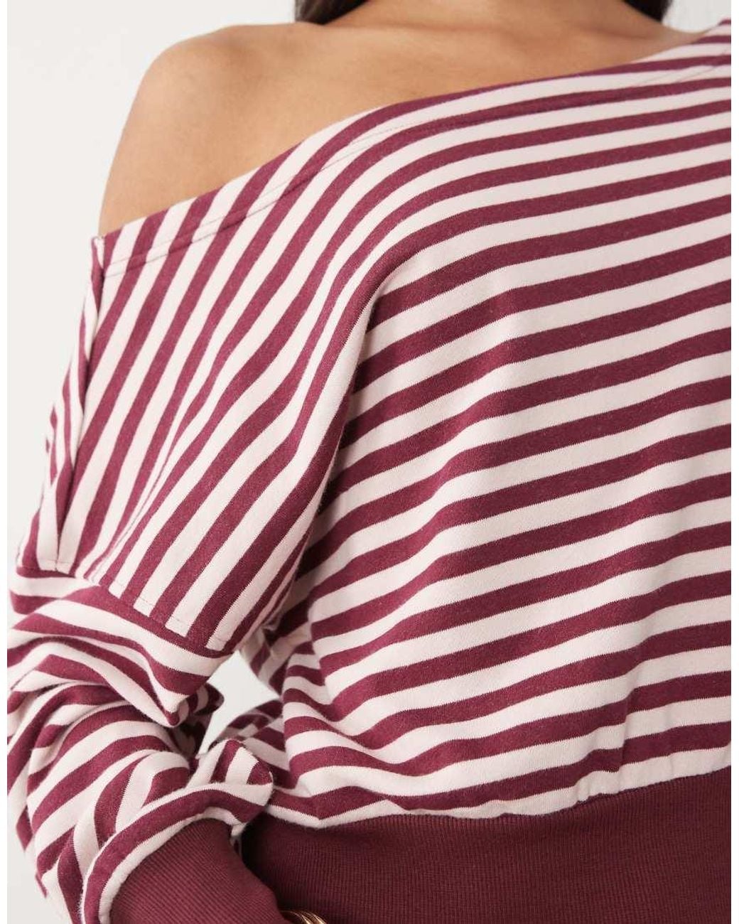 Cotton On Red Relaxed Off The Shoulder Sweatshirt